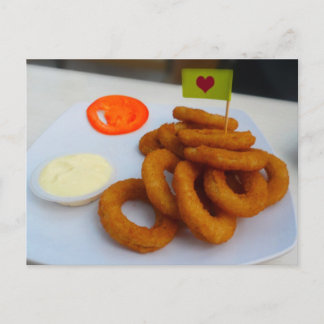 Zwiebeln mit Mayonnaise und Tomato Postkarte