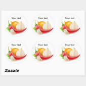 Zwiebeln, Pfeffer und Knoblauch Runder Aufkleber (Blatt)