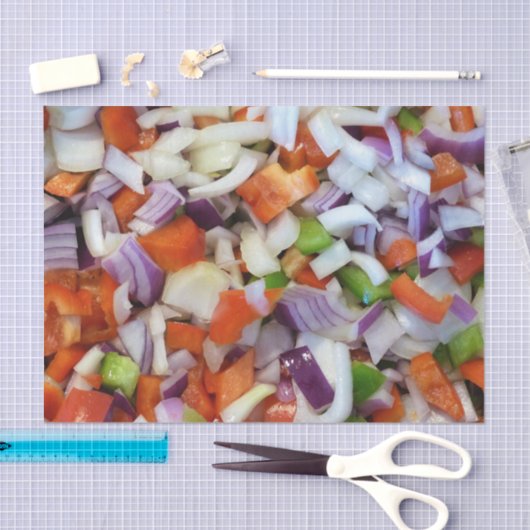 Zwiebeln und Bell-Paprikaschoten Seidenpapier (Handwerk)