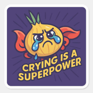 Zwiebelsticker Funny Emotional Stärke Quadratischer Aufkleber
