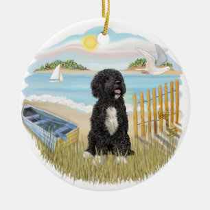 Zwielicht - Portugiesischer Wasserhund #5 (sw) Keramikornament