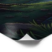 Zwielicht Wasserfall: Eine friedliche Waldlandscha Poster (Ecke)