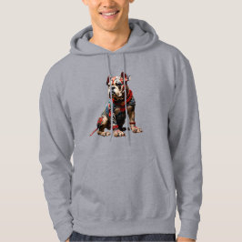 Zwiespältiger englischer Bulldog in Warrior Atrum Hoodie