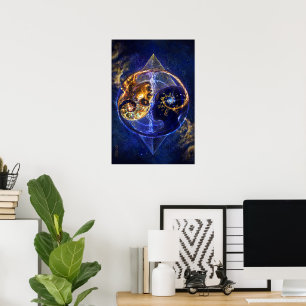 Zwilling-Flamme - Yin-Yang-Gleichgewichtskunstwerk Poster