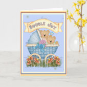 Zwilling trägt Kinderwagen Karte (Gelbe Blume)