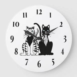 Zwilling Trickfilmkatzen Große Wanduhr