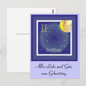 Zwillinge 21. Mai bis 21. Juni Postkarte (Vorne/Hinten)
