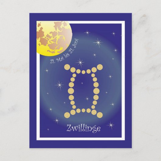Zwillinge 21. Mai bis 21. Juni Postkarte (Vorderseite)