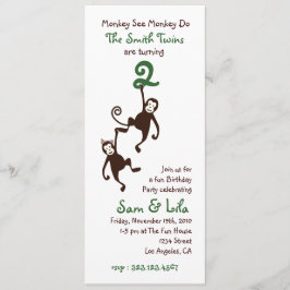 Zwillinge 2. Geburtstag, Affen Einladung
