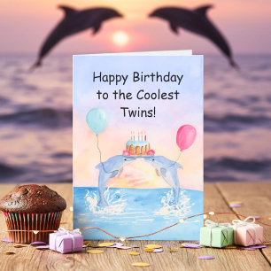 Zwillinge Alles Gute zum Geburtstag Dolphins mit G Karte