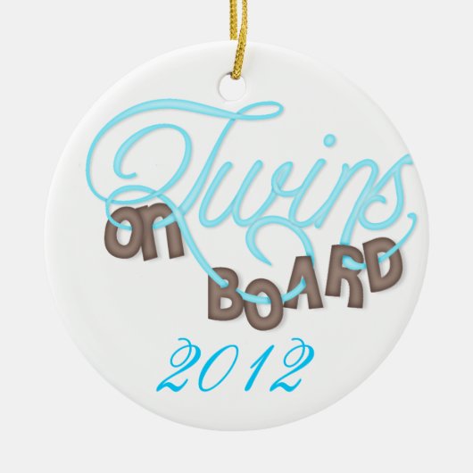 Zwillinge an Bord der Weihnachtsverzierung Keramik Ornament (Vorne)