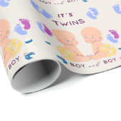 Zwillinge Baby Geschenkpapier (Rolleneckpunkt)