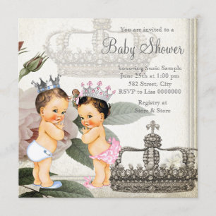 Zwillinge-Baby-Party für Prinz und Prinzessin Einladung