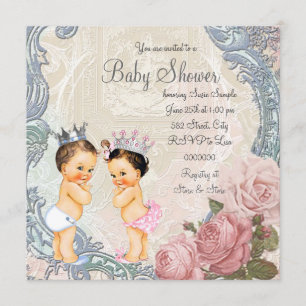 Zwillinge-Baby-Party für Prinz und Prinzessin Einladung