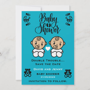 Zwillinge Baby Shower Ankunft Save The Date