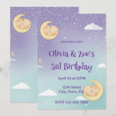 Zwillinge Baby Shower Einladung Schlafende Tiere M (Vorne/Hinten)