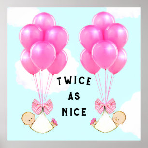 Zwillinge Baby Shower Mädchen Poster