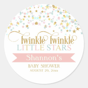 Zwillinge Baby Shower Sterne in jeder Farbe Runder Aufkleber