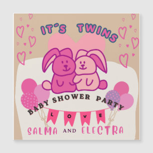 Zwillinge Babyparty Magnetkarte