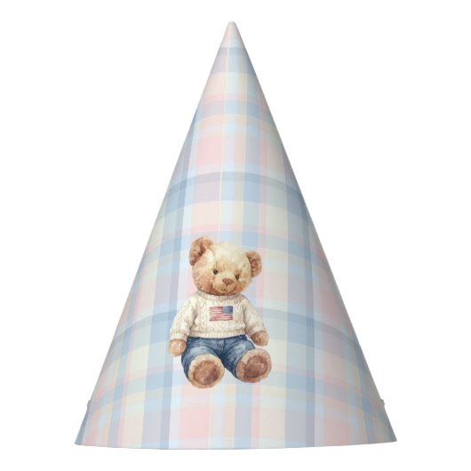 Zwillinge Beary Erster Geburtstag Junge Partyhütchen (Vorderseite)