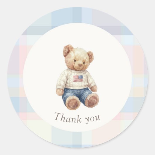 Zwillinge Beary Erster Geburtstag Junge Runder Aufkleber (Vorderseite)