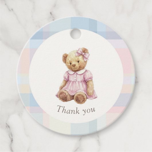 Zwillinge Beary Erster Geburtstag Mädchen Geschenkanhänger (Vorderseite)