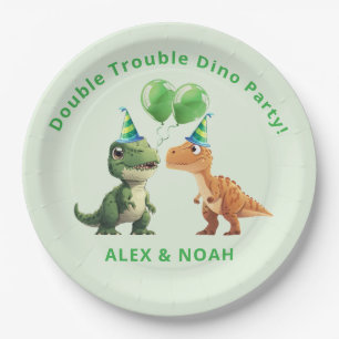 Zwillinge Dinosaurier Geburtstag Papier Teller Dop