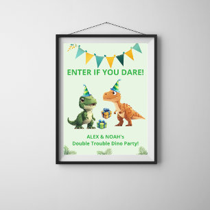 Zwillinge Dinosaurier Geburtstagsposter Eintrete Poster