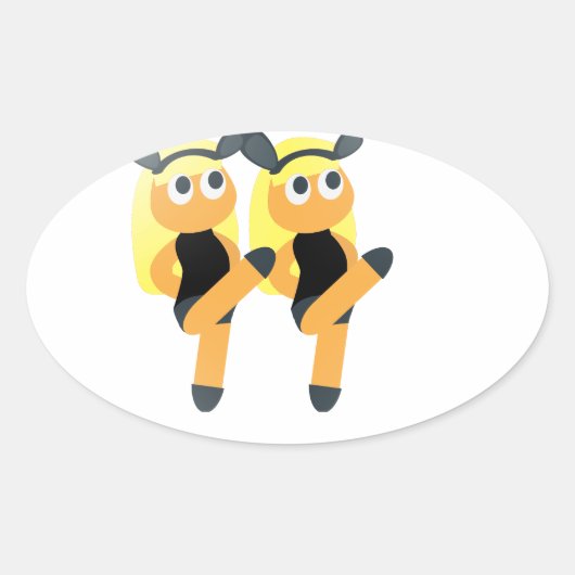 Zwillinge Emoji Ovaler Aufkleber (Vorderseite)