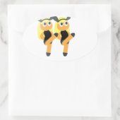 Zwillinge Emoji Ovaler Aufkleber (Tasche)