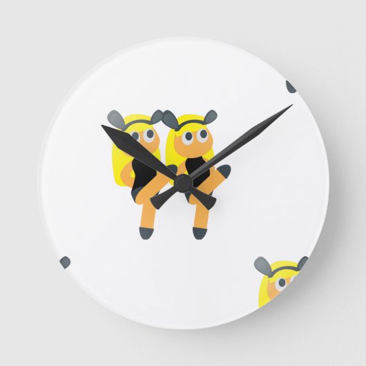 Zwillinge Emoji Runde Wanduhr (Vorderseite)