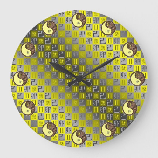Zwillinge & Erde-Hase Große Wanduhr (Vorderseite)