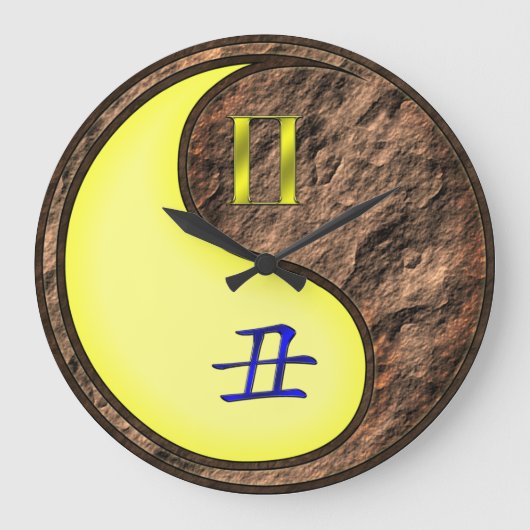 Zwillinge & Erde Ochse Große Wanduhr (Vorderseite)