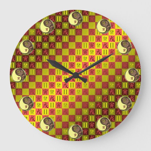 Zwillinge & Erdtiger Große Wanduhr (Vorderseite)