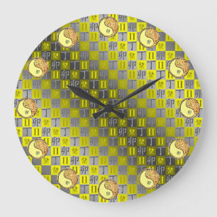 Zwillinge & Feuer Kaninchen Große Wanduhr