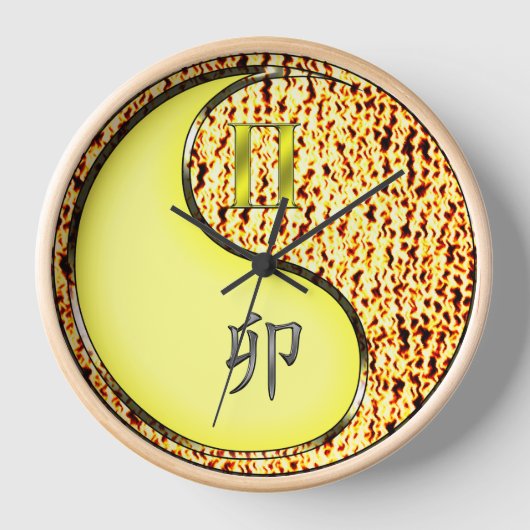 Zwillinge & Feuer Kaninchen Uhr (Vorderseite)