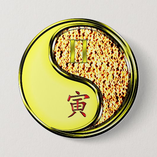 Zwillinge & Feuer Tiger Button (Vorderseite)
