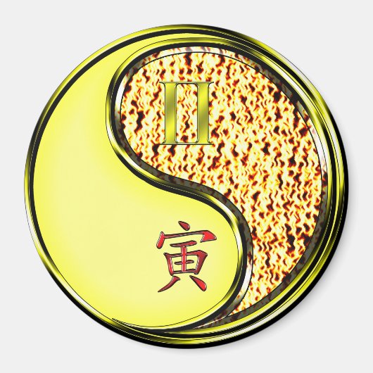 Zwillinge & Feuer Tiger Magnet (Vorne)