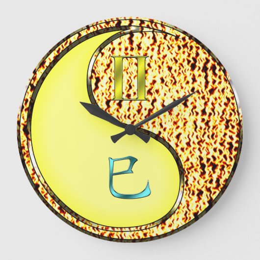 Zwillinge & Feuerschlange Große Wanduhr (Vorderseite)