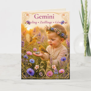 Zwillinge Geburtsankündigungskarte Dreamy Collec Feiertagskarte