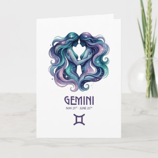 Zwillinge Geburtstagskarte. Sternzeichen Astrologi Feiertagskarte