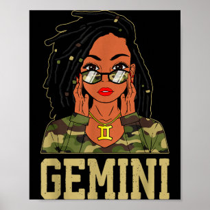 Zwillinge gelockte Haare Sy Schwarze Frau Camo Mel Poster