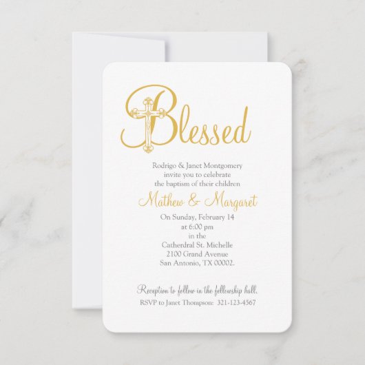 Zwillinge-Goldkreuz Einladung (Vorderseite)