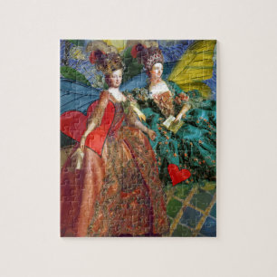 Zwillinge Gothic Whimsical Collage Schmetterling F Puzzle