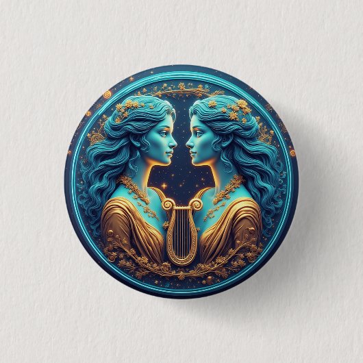 Zwillinge Göttinnen Statuen mit Neon Kreis Button (Vorderseite)