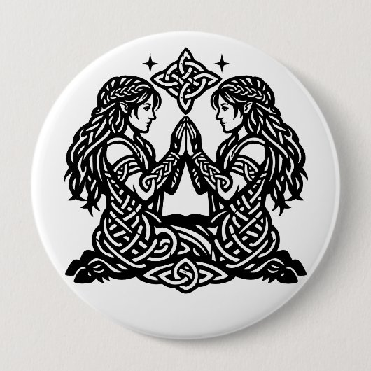 Zwillinge — Heimgesuchte Tinten-Zodiak-Zwillinge Button (Vorderseite)
