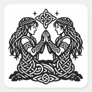 Zwillinge — Heimgesuchte Tinten-Zodiakutwins Quadratischer Aufkleber