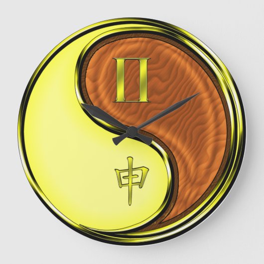 Zwillinge & Holz-Affe Große Wanduhr (Vorderseite)
