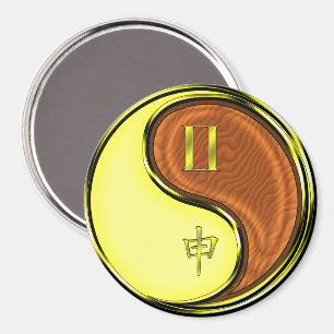 Zwillinge & Holz-Affe Magnet