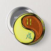Zwillinge & Holz Hund Button (Vorne & Hinten)